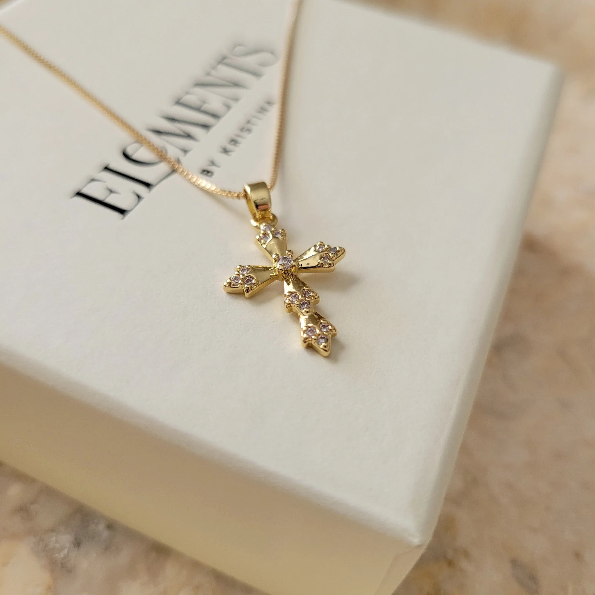 Tiny Cross Necklace Gold Filled