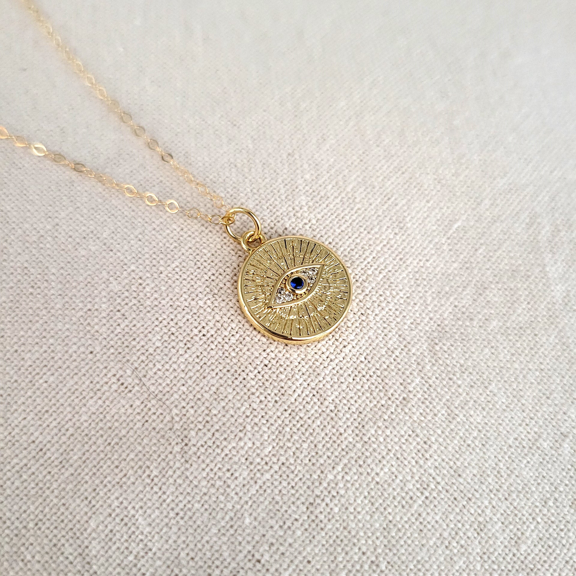 Gold Filled Evil Eye Coin Necklace