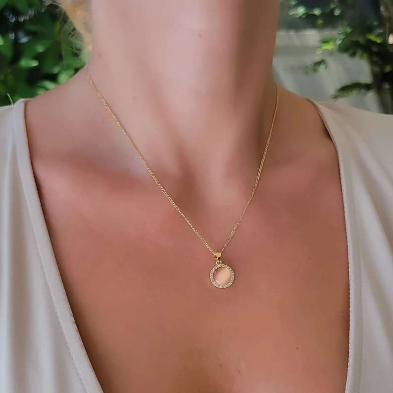 Round Crystal Pendant Necklace. Tarnish Resistant Hypoallergenic elementsbykristina